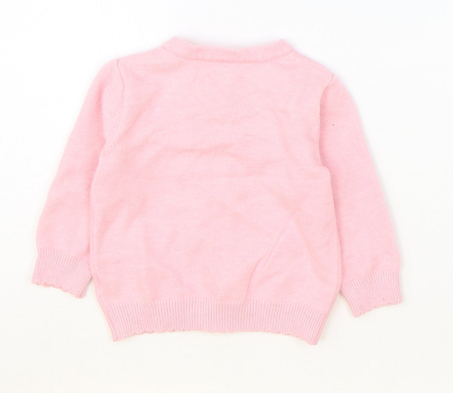 Nutmeg Girls Pink Viscose Cardigan Jumper Size 3-6 Months Button - Rabbit