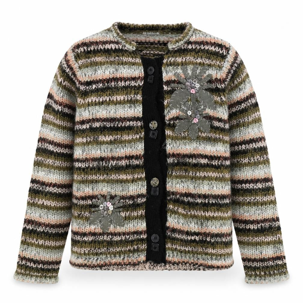 Fay Louise Womens Multicoloured Round Neck Striped Acrylic Cardigan Jumper Size L