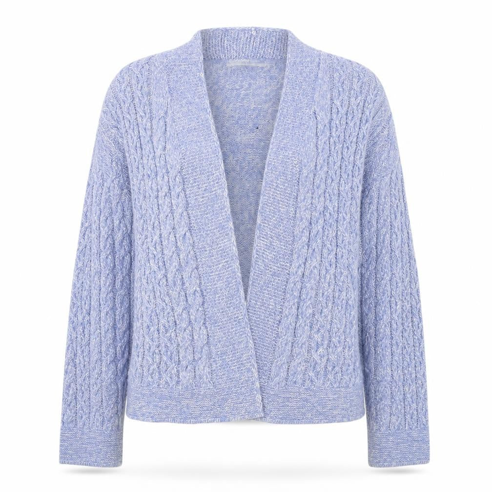 ISLE Womens Blue V-Neck Geometric Acrylic Cardigan Jumper Size S