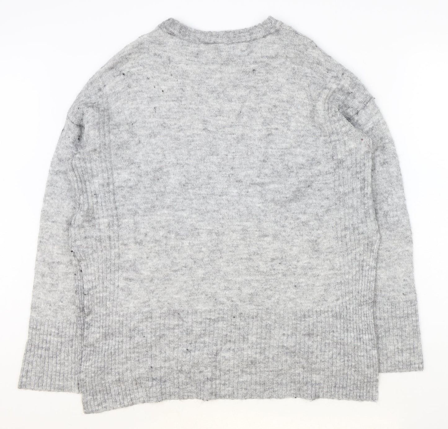 Divided Womens Grey Round Neck Acrylic Pullover Jumper Size M