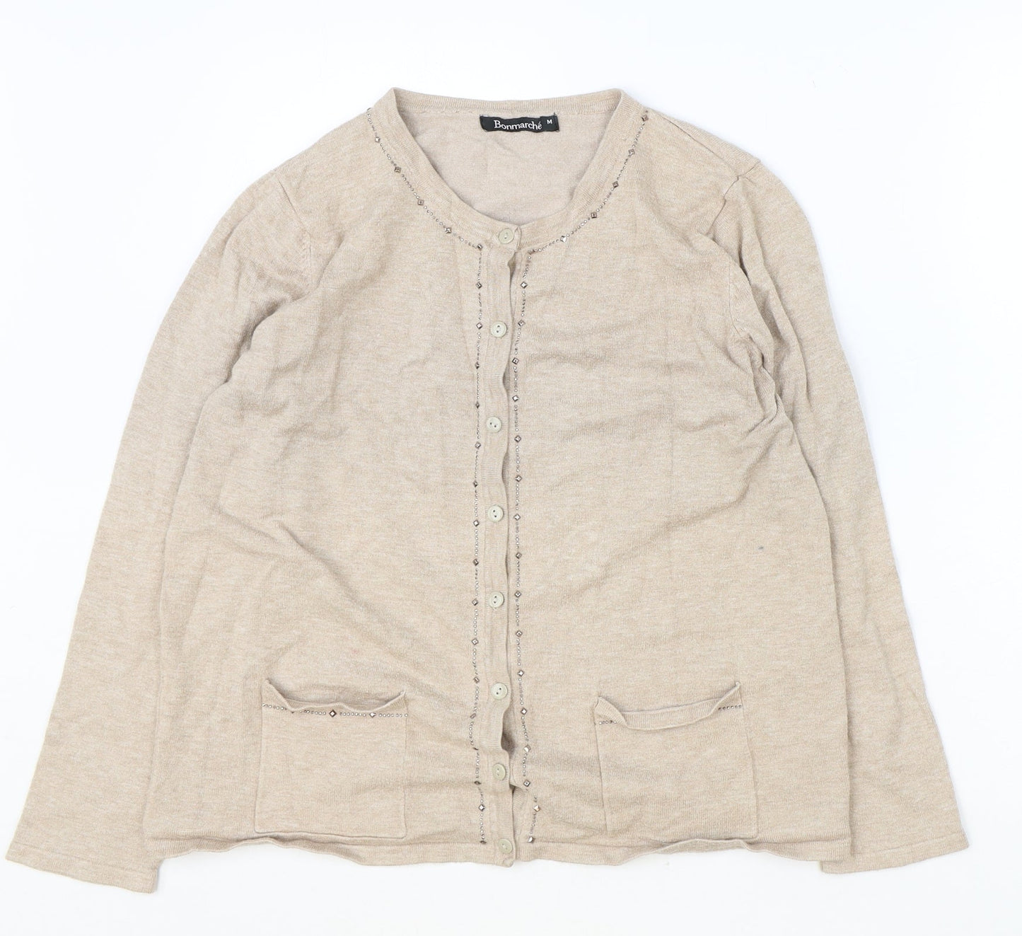 Bonmarché Womens Brown V-Neck Viscose Cardigan Jumper Size M