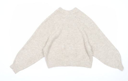 ASOS Womens Beige Round Neck Acrylic Pullover Jumper Size 6 - Ribbed