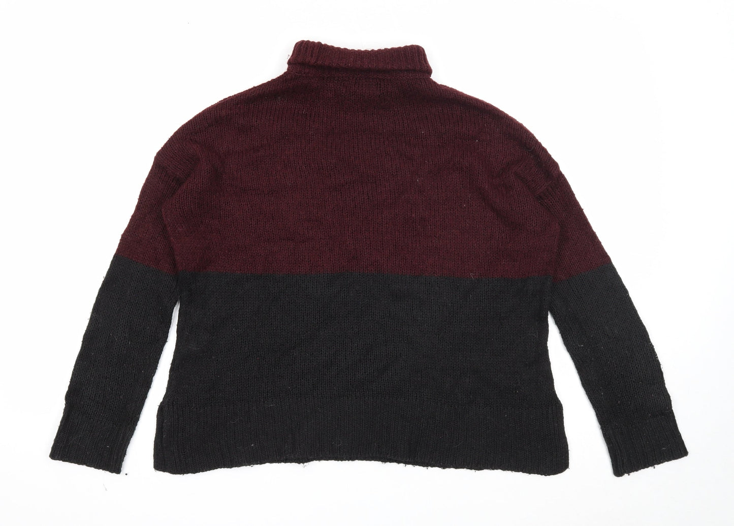 New Look Womens Purple Roll Neck Acrylic Pullover Jumper Size S - Colourblock