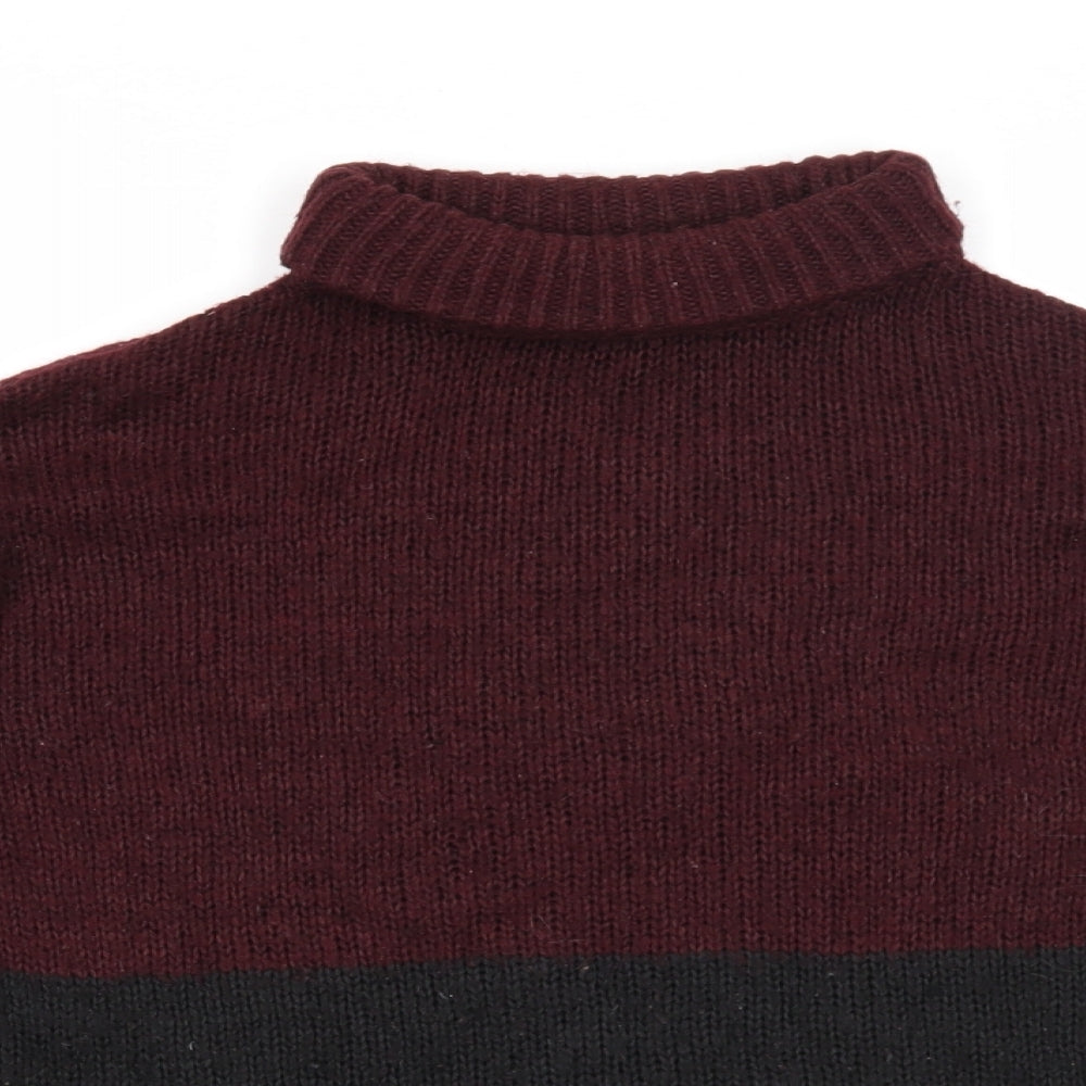 New Look Womens Purple Roll Neck Acrylic Pullover Jumper Size S - Colourblock