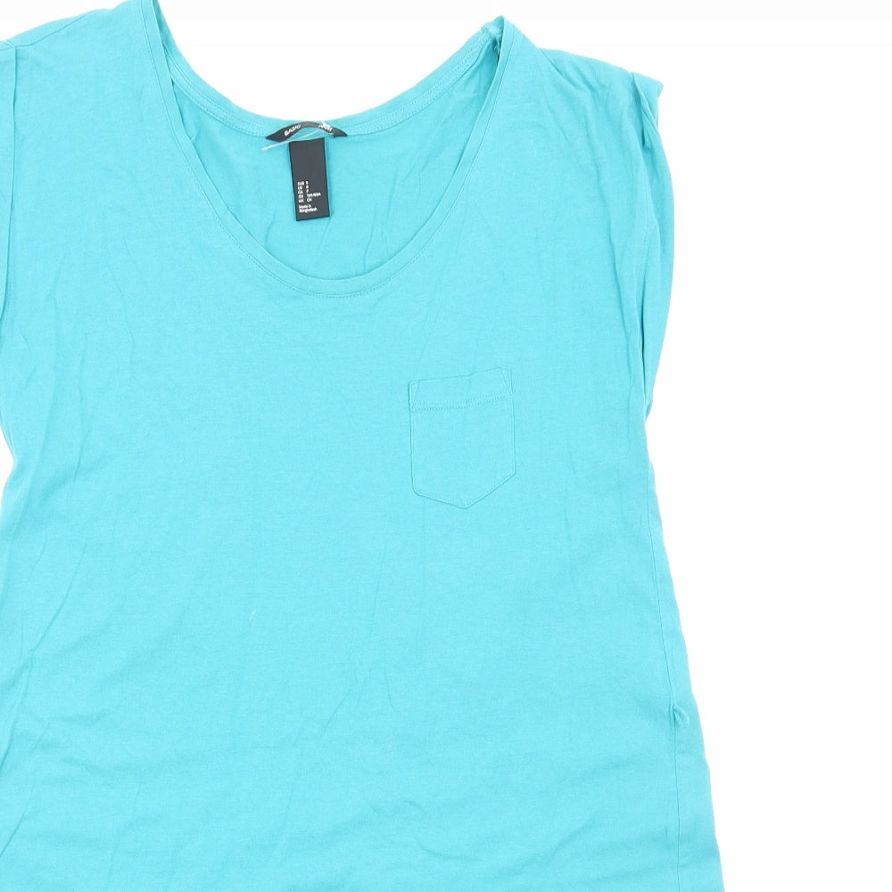 H&M Womens Blue Viscose T-Shirt Dress Size S Scoop Neck Pullover