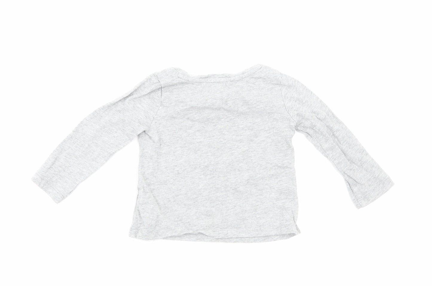 Gap Girls Grey Cotton Basic T-Shirt Size 12-18 Months Round Neck Pullover - Unicorn Print