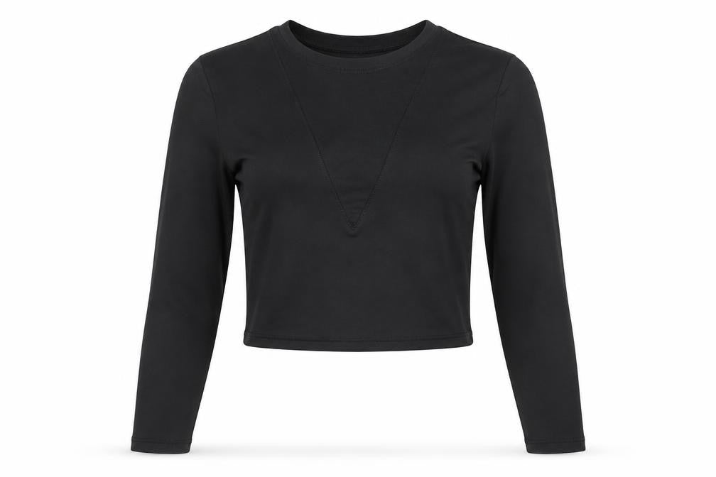 H&M Womens Black Polyester Cropped T-Shirt Size S Round Neck