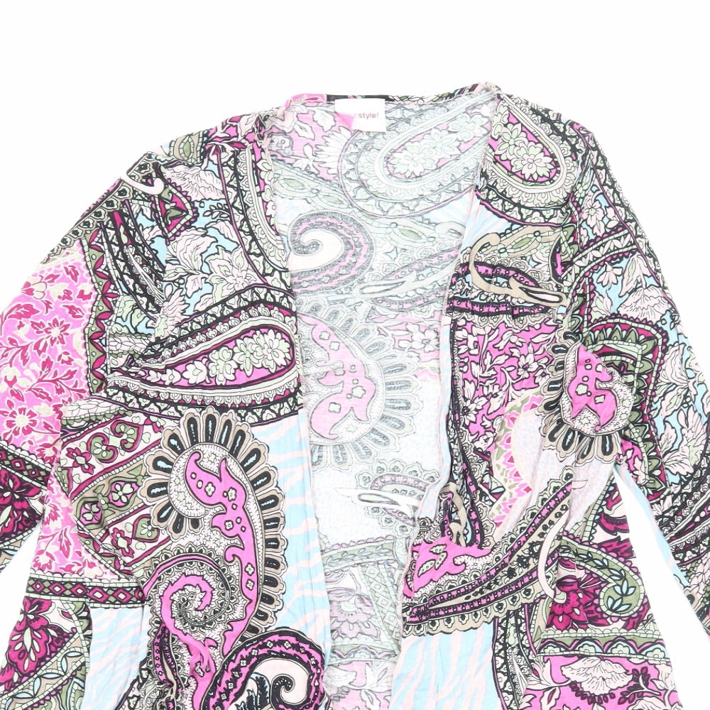 Your Style Womens Multicoloured Geometric Kimono Jacket Size M