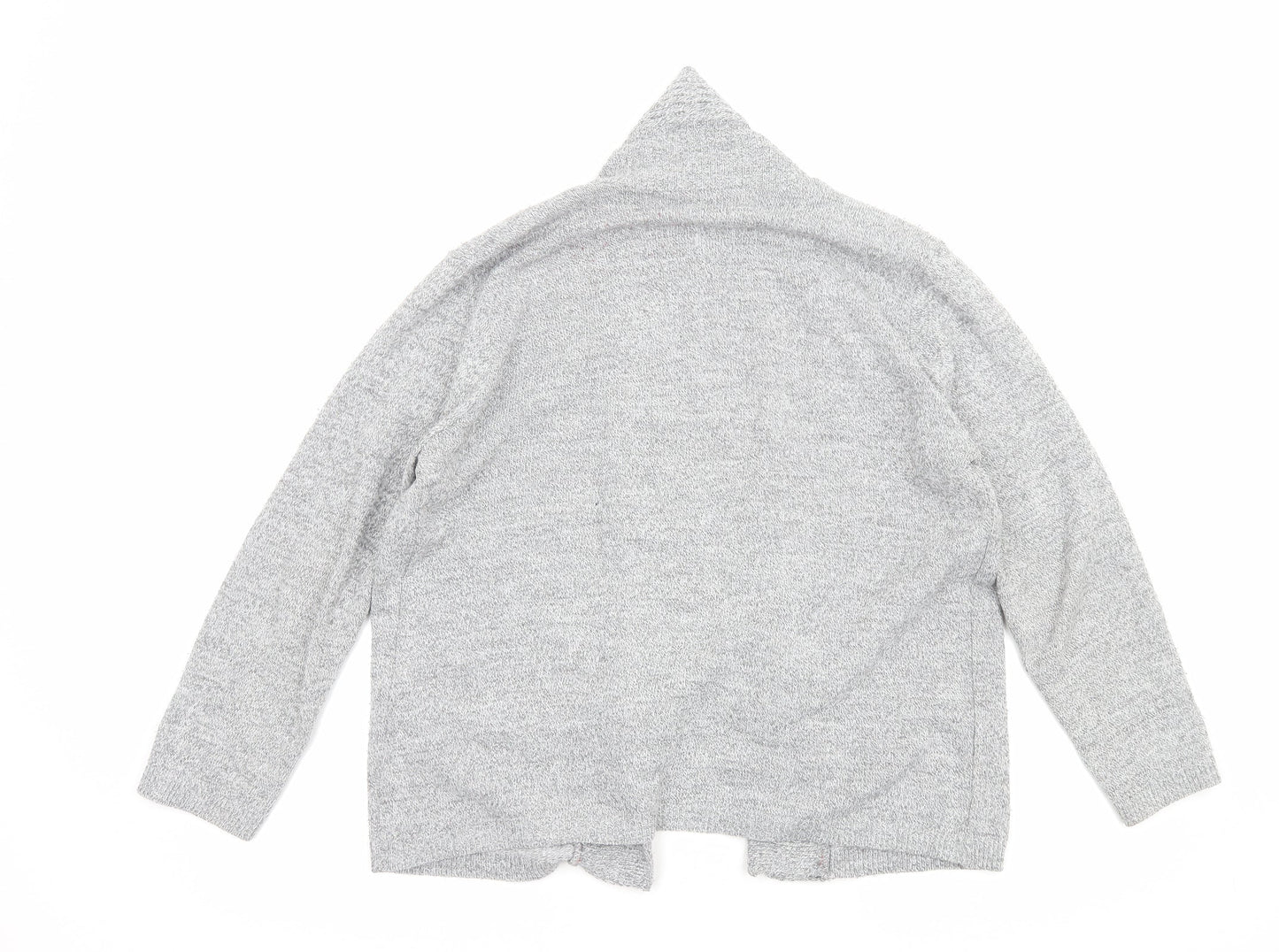 Envy Us Womens Grey V-Neck Geometric Acrylic Cardigan Jumper Size M