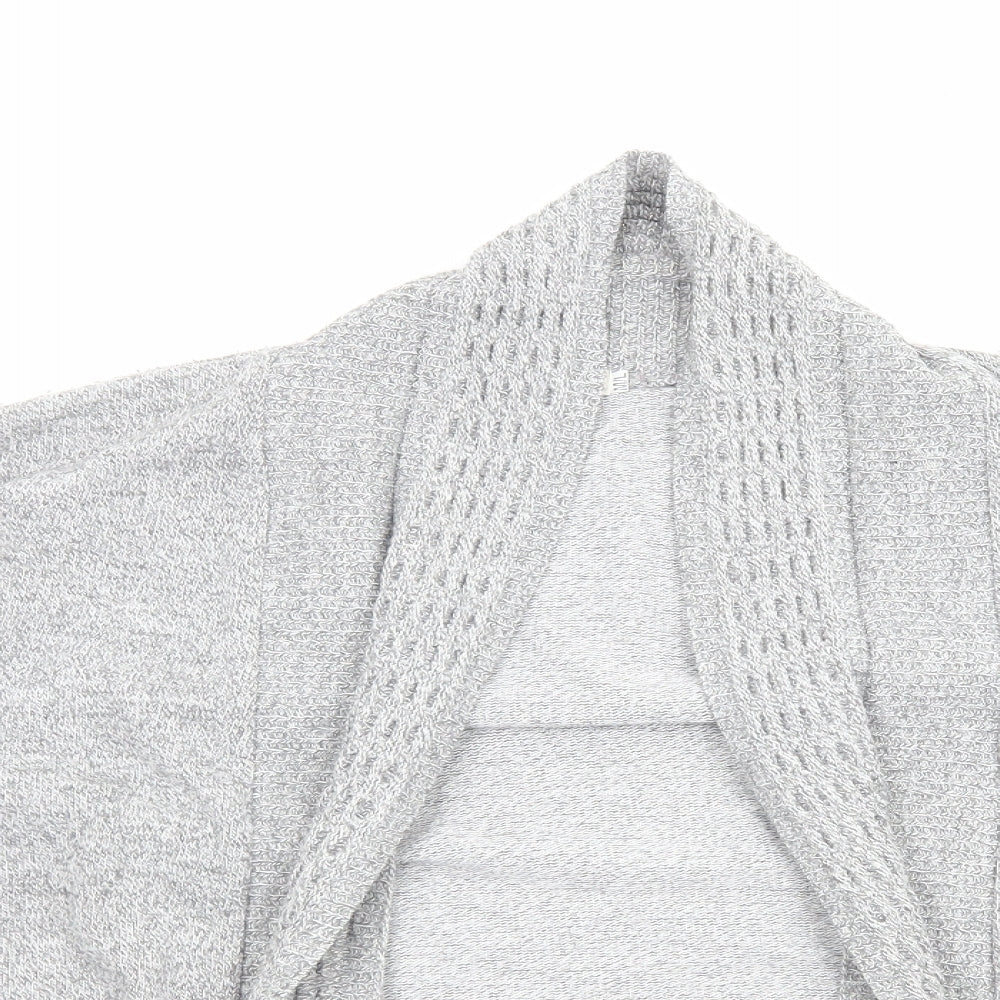 Envy Us Womens Grey V-Neck Geometric Acrylic Cardigan Jumper Size M