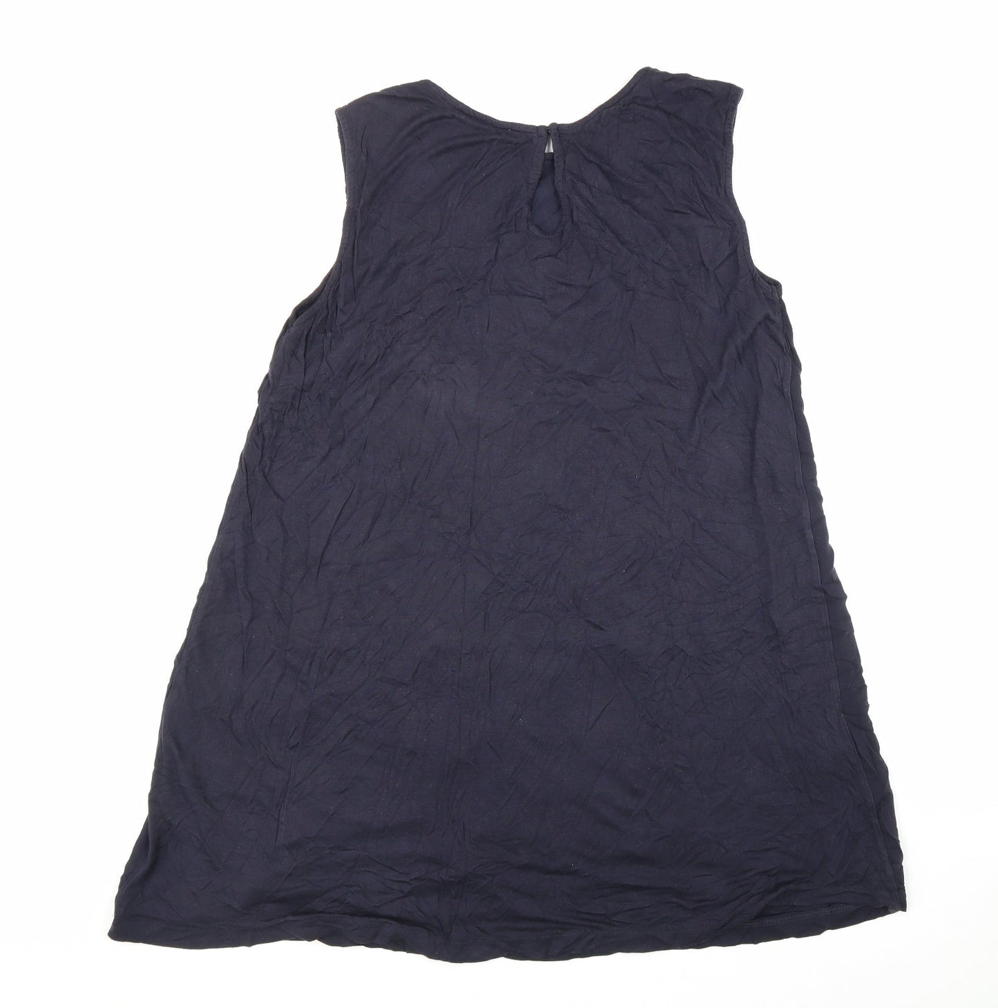 Mango Womens Blue Viscose A-Line Size L Boat Neck Button