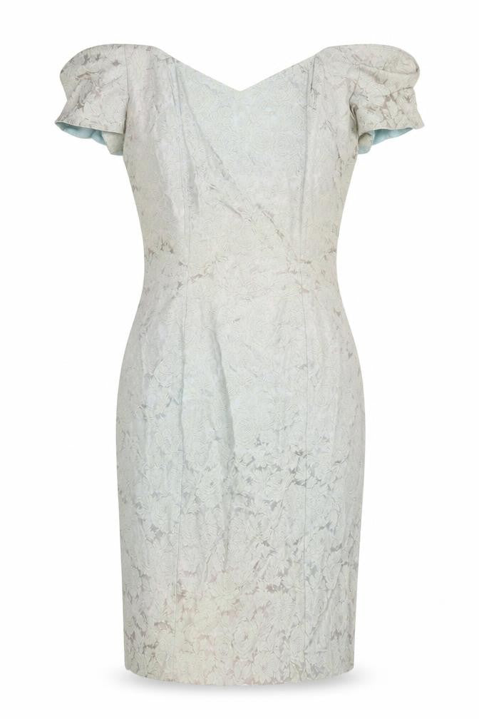 Hamells Womens Green Cotton Pencil Dress Size 8 Off the Shoulder Zip