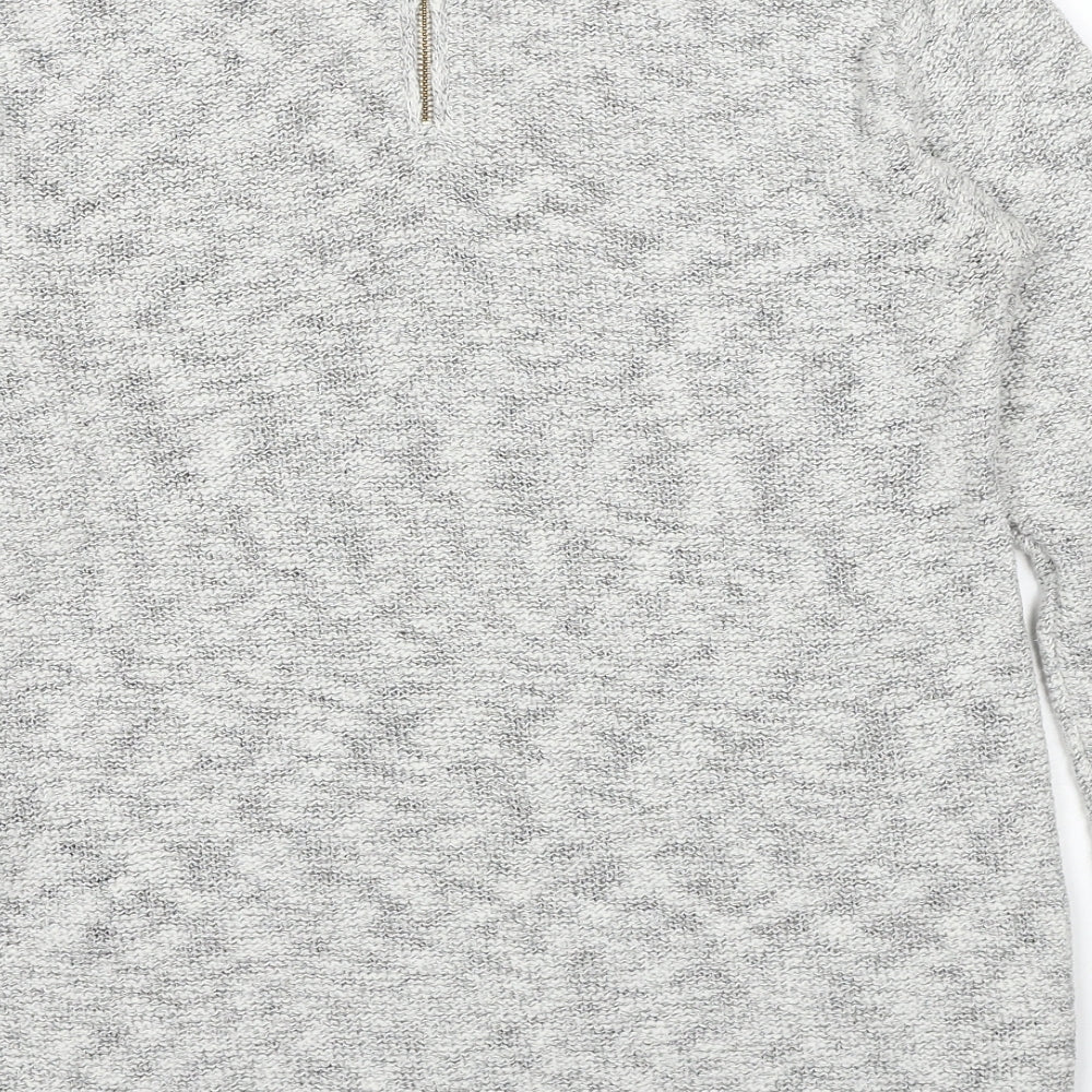 Marks and Spencer Womens Grey Round Neck Cotton Pullover Jumper Size 12
