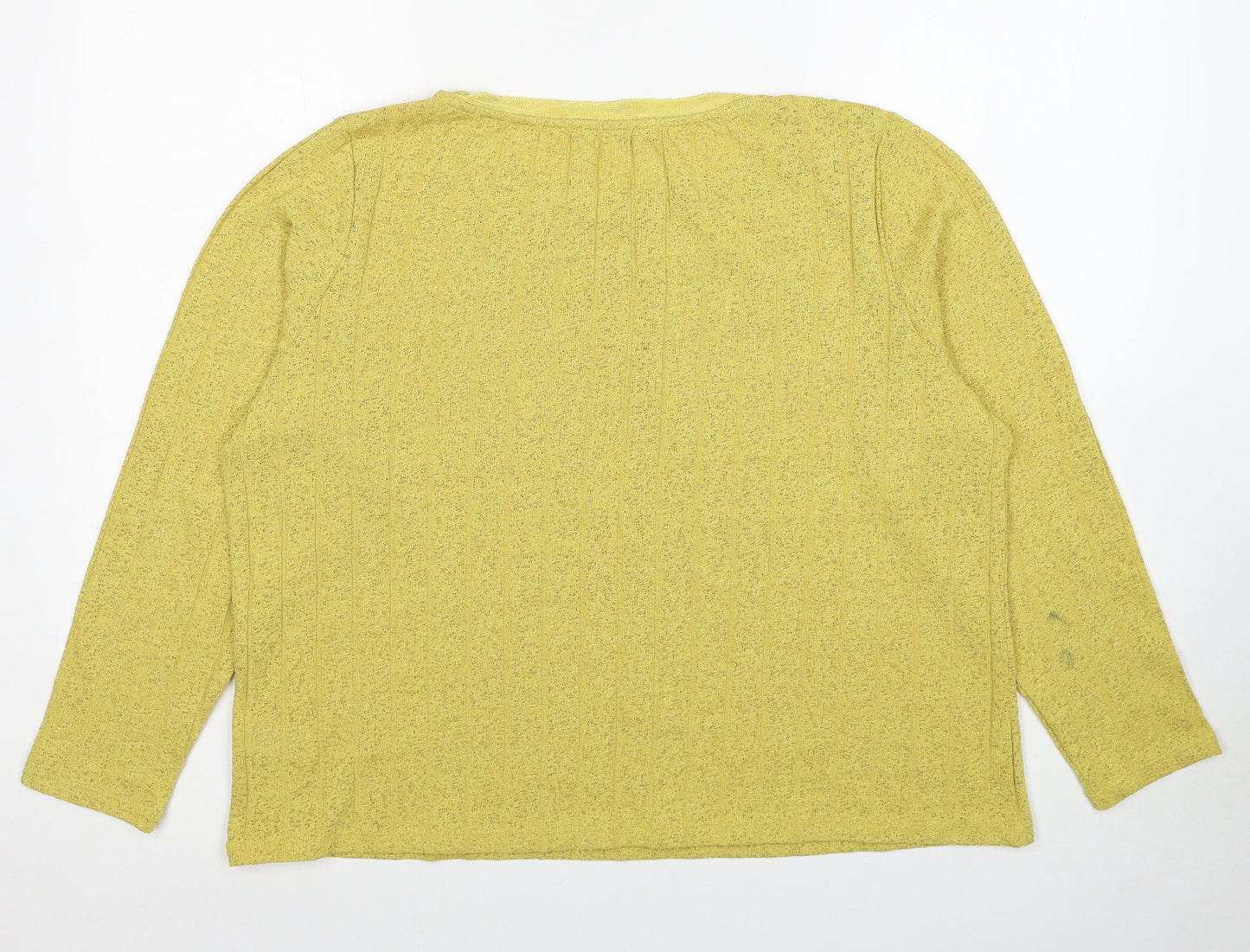 Marks and Spencer Womens Yellow Round Neck Viscose Pullover Jumper Size 18