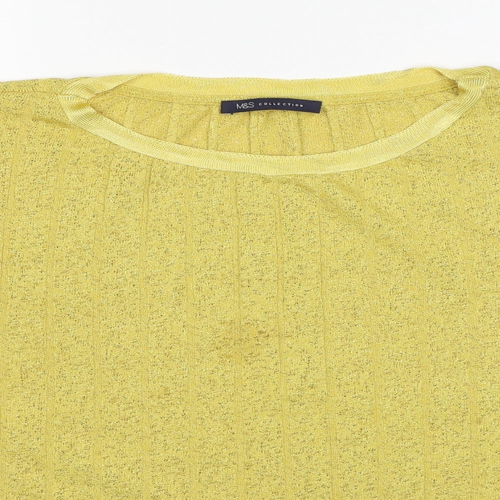 Marks and Spencer Womens Yellow Round Neck Viscose Pullover Jumper Size 18