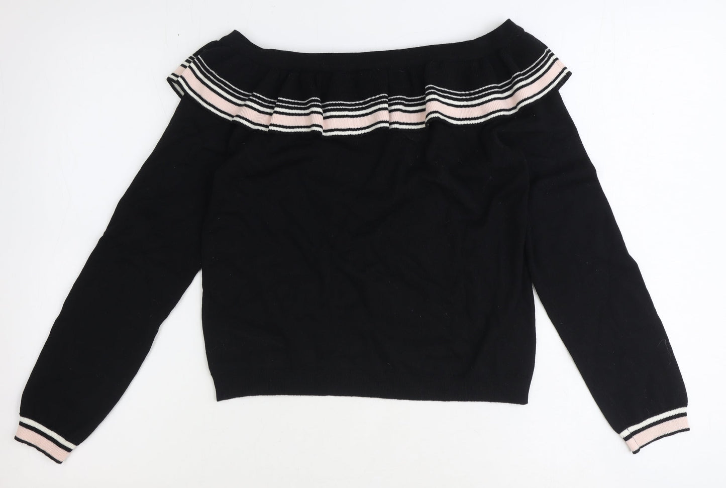 Preworn Womens Black Boat Neck Acrylic Pullover Jumper Size M