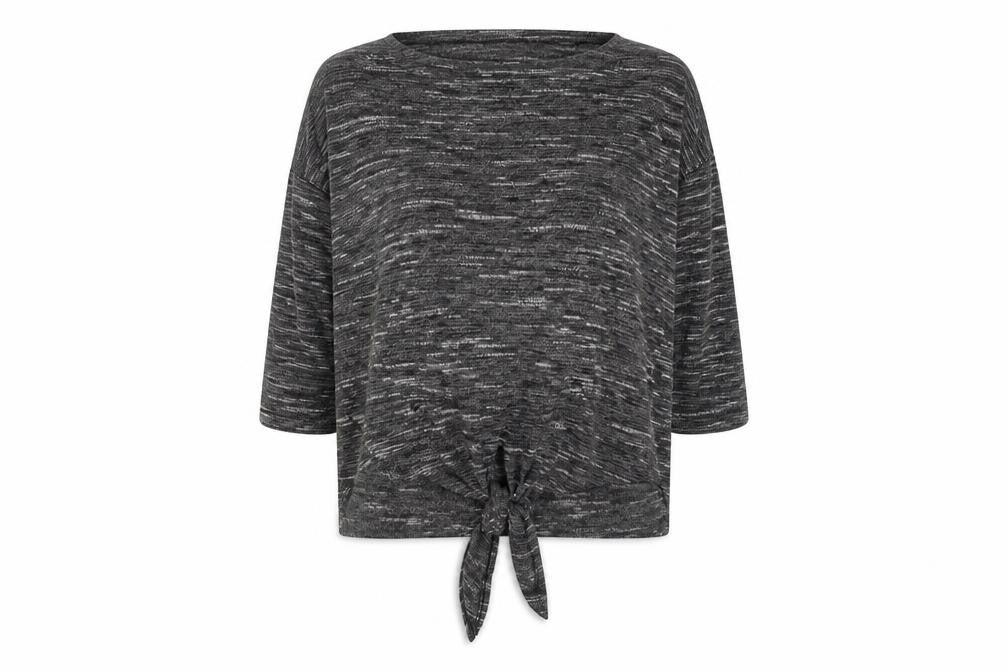 Max Studio Womens Grey Geometric Polyester Basic T-Shirt Size M Round Neck