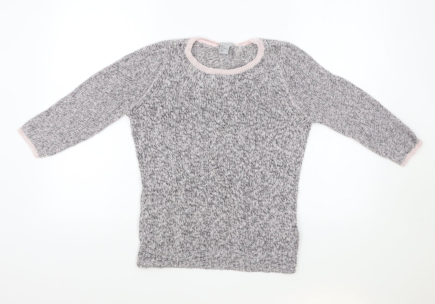 H&M Womens Pink Round Neck Geometric Acrylic Pullover Jumper Size S