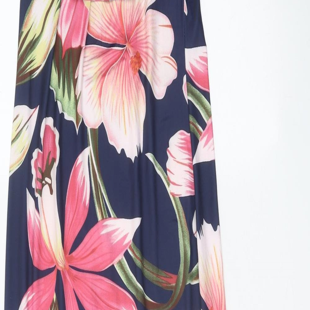 Preworn Womens Blue Floral Cotton A-Line Size S Off the Shoulder Pullover