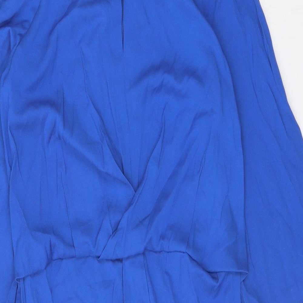 Gerry Weber Womens Blue Viscose Sheath Size 12 Boat Neck Zip