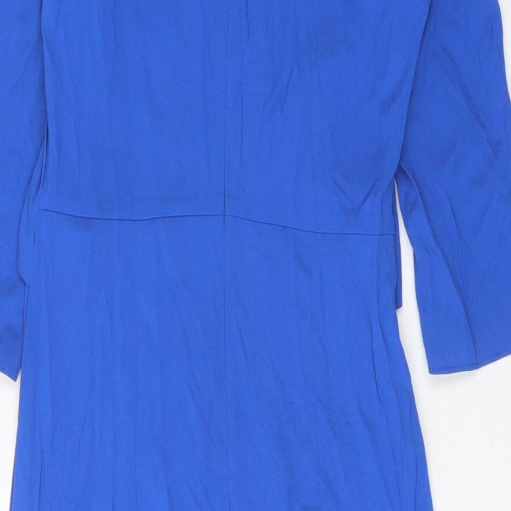 Gerry Weber Womens Blue Viscose Sheath Size 12 Boat Neck Zip