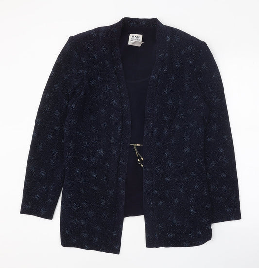 Karen Kwong Womens Blue Geometric Jacket Size 14 Tie