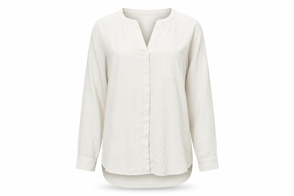 Rose & Olive Womens White Polyester Basic Button-Up Size L V-Neck