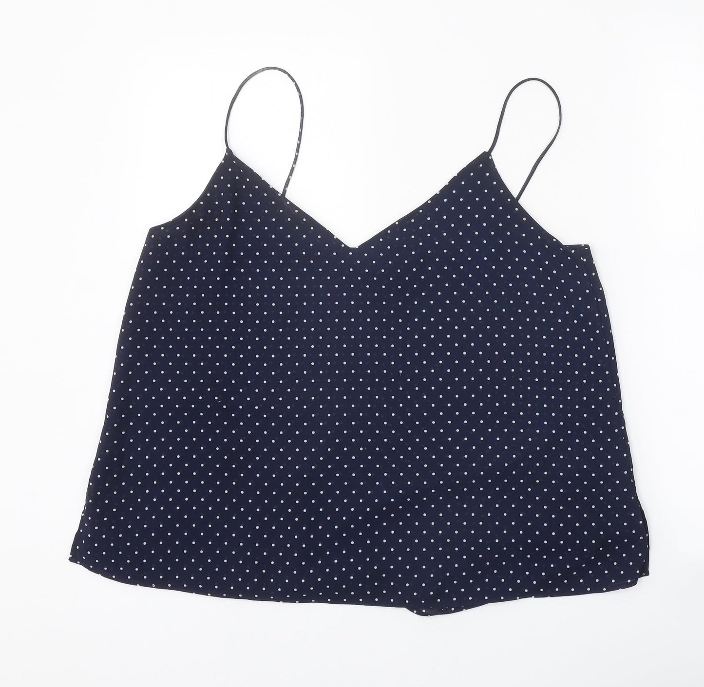 H&M Womens Blue Polka Dot Polyester Cropped Tank Size 14 V-Neck