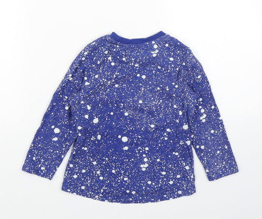 Studio Girls Blue Geometric Cotton Basic T-Shirt Size 3-4 Years Round Neck Pullover