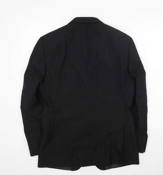 Marks and Spencer Mens Black Wool Jacket Blazer Size 38 Regular