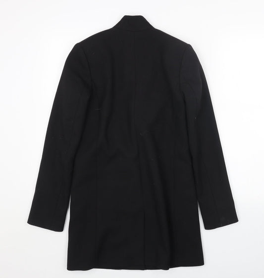 H&M Womens Black Overcoat Coat Size 4 Button