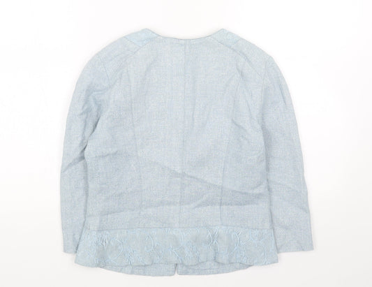 HELENA SORELL Womens Blue Jacket Blazer Size 10 Hook & Eye