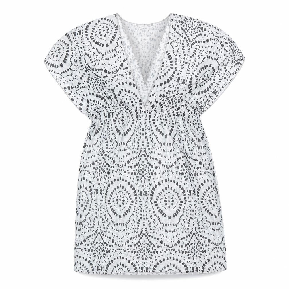 Shien Womens White Geometric Polyester Cover Up Size XL