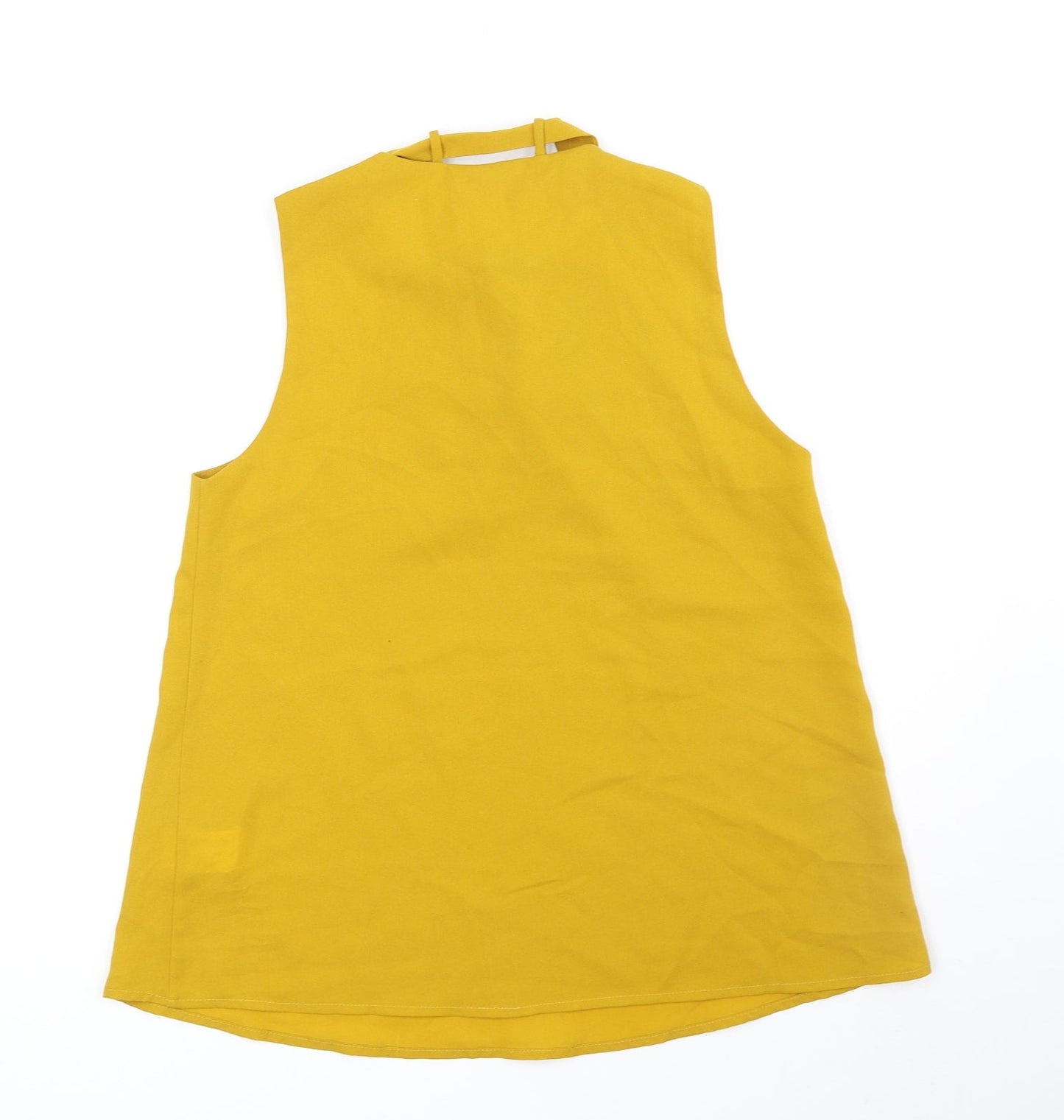Misstruth Womens Yellow Polyester Basic Blouse Size 8 V-Neck