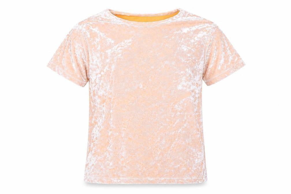 Marks and Spencer Girls Orange Polyester Basic T-Shirt Size 9-10 Years Round Neck Pullover
