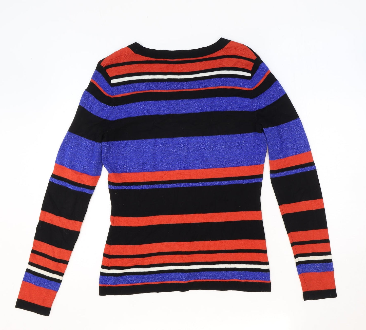 Planet Womens Black Scoop Neck Striped Viscose Pullover Jumper Size XS