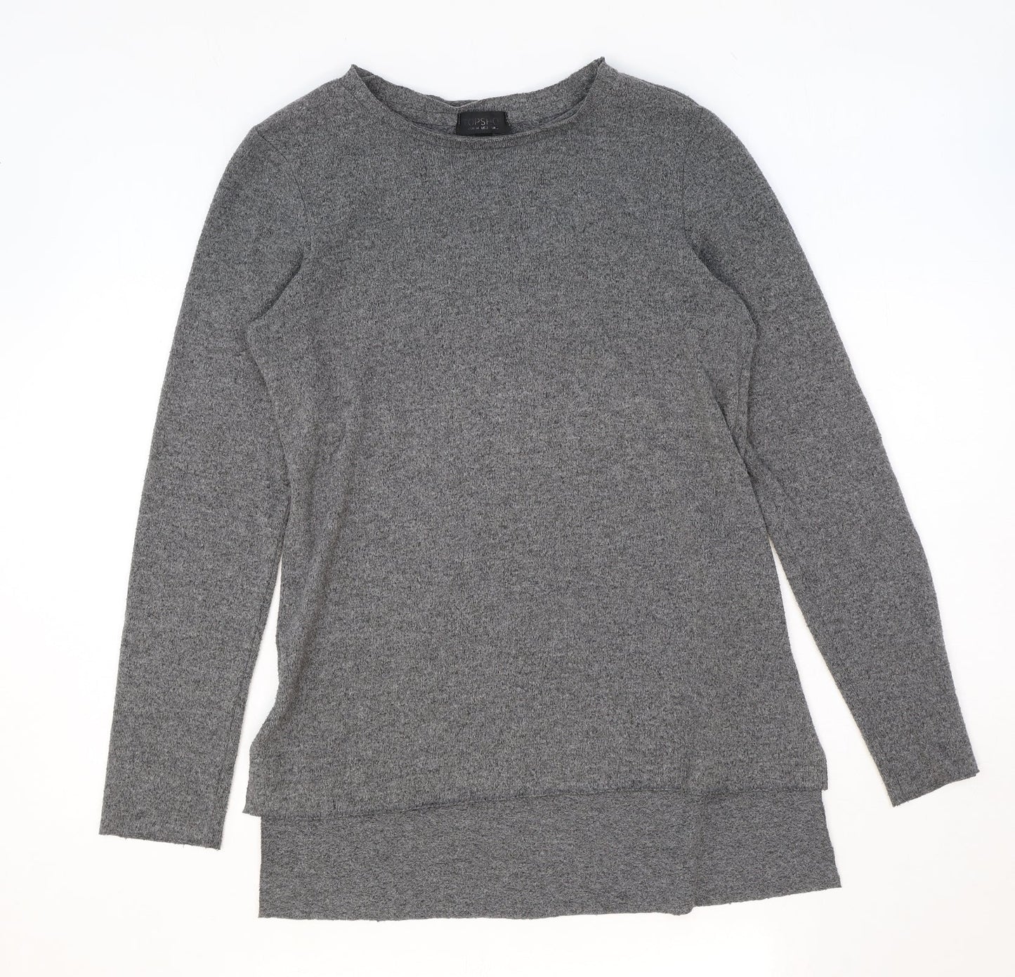 Topshop Womens Grey Boat Neck Polyamide Pullover Jumper Size 8