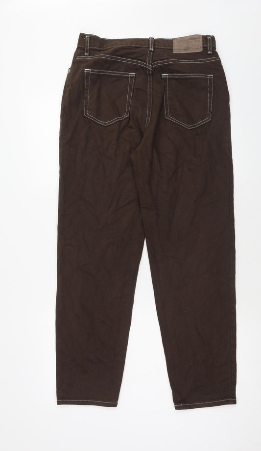 Preworn Womens Brown Cotton Straight Jeans Size 30 in Regular Zip