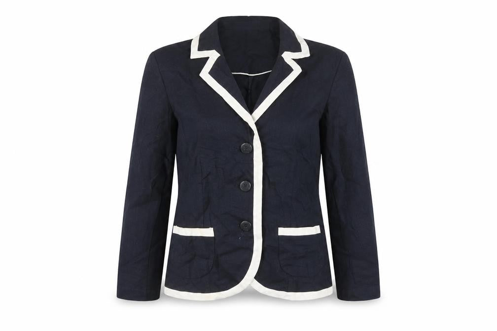 Epilogue Womens Blue Striped Jacket Blazer Size 10 Button