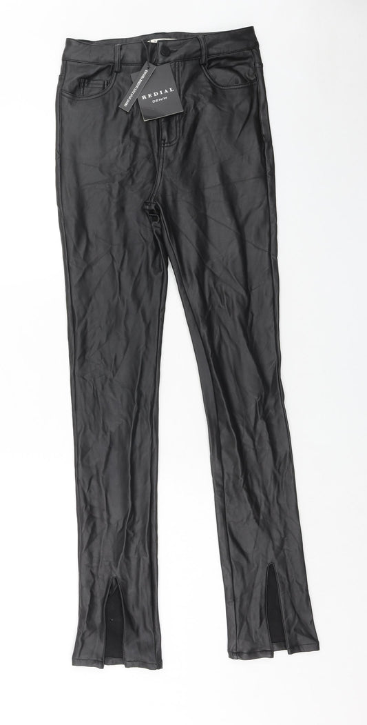 Redial Womens Black Polyester Trousers Size 10 Regular Zip