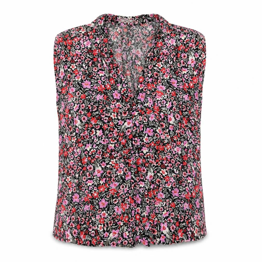 Mango Womens Pink Floral Viscose Basic Tank Size XS V-Neck