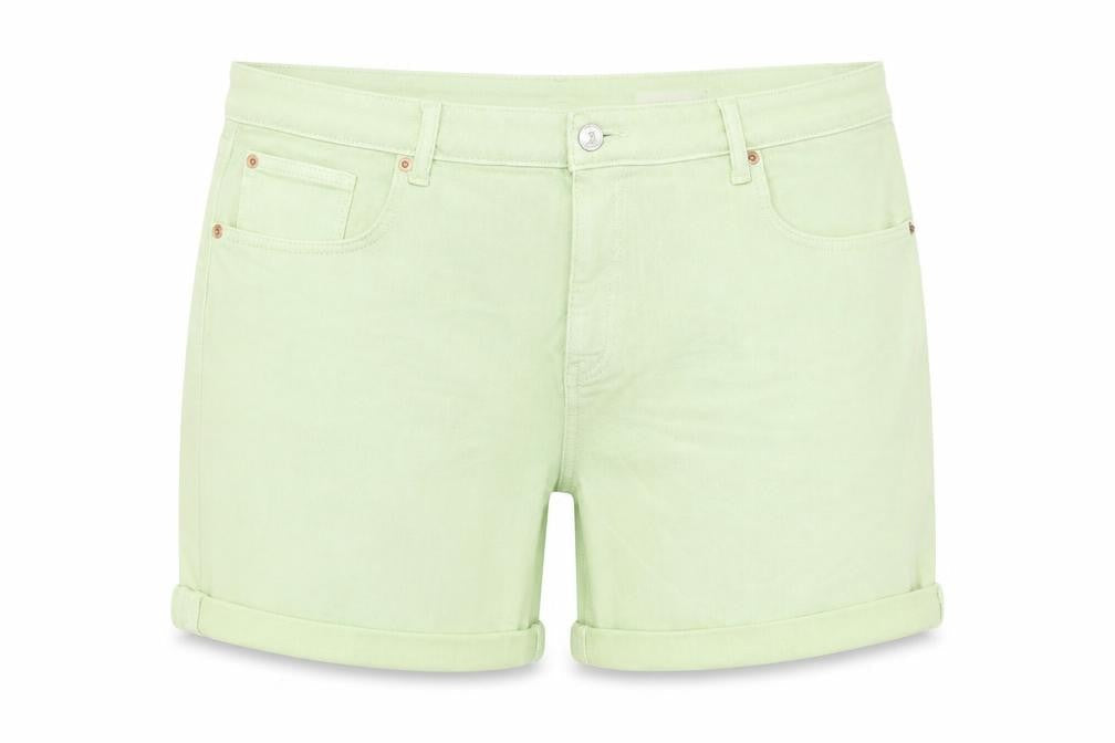 Marks and Spencer Womens Green Cotton Boyfriend Shorts Size 22 Regular Zip