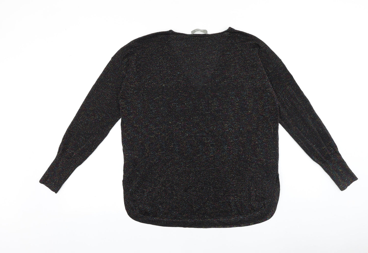 Oasis Womens Black V-Neck 100% Cotton Pullover Jumper Size S