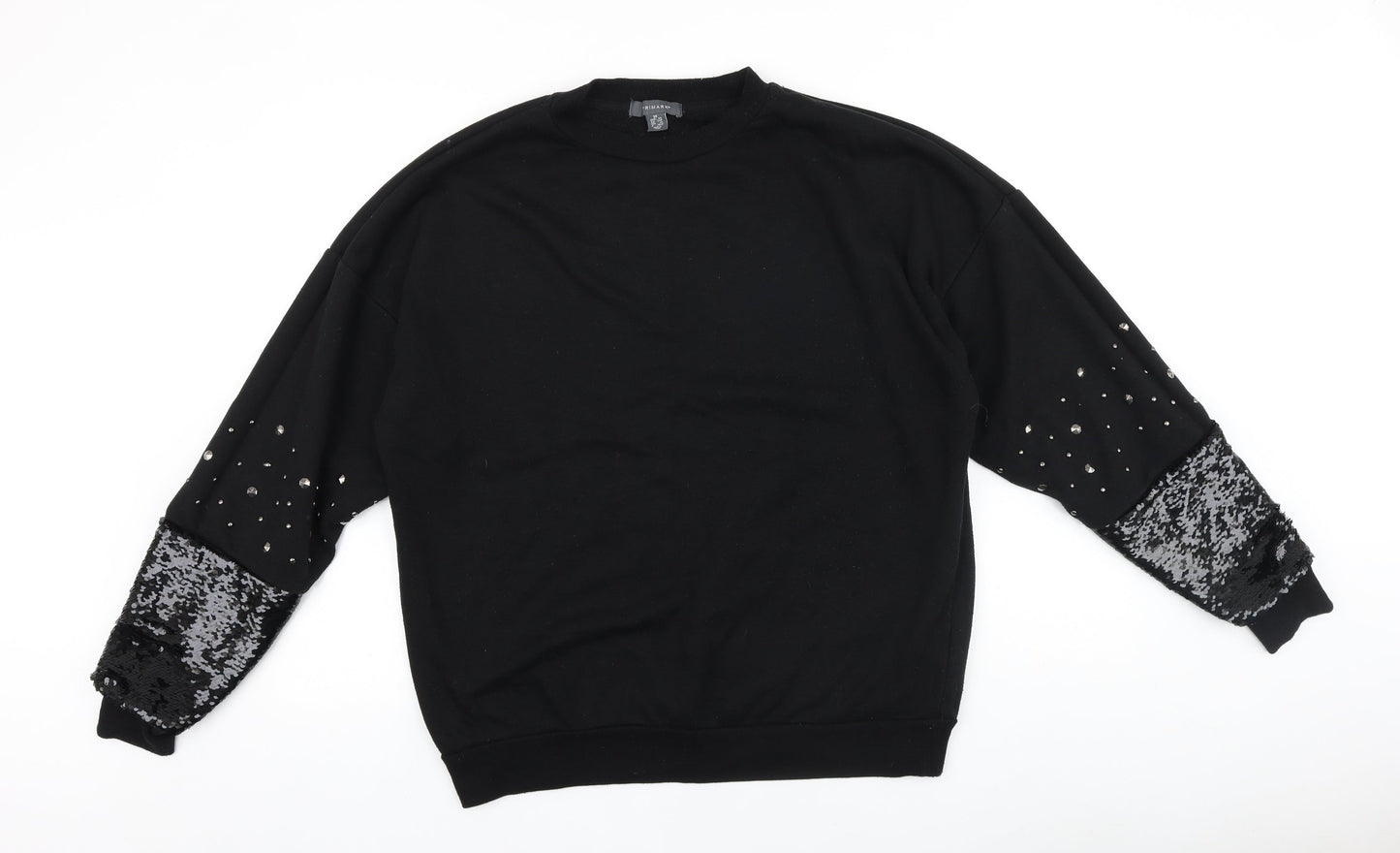 Primark Womens Black Cotton Pullover Sweatshirt Size XS Pullover