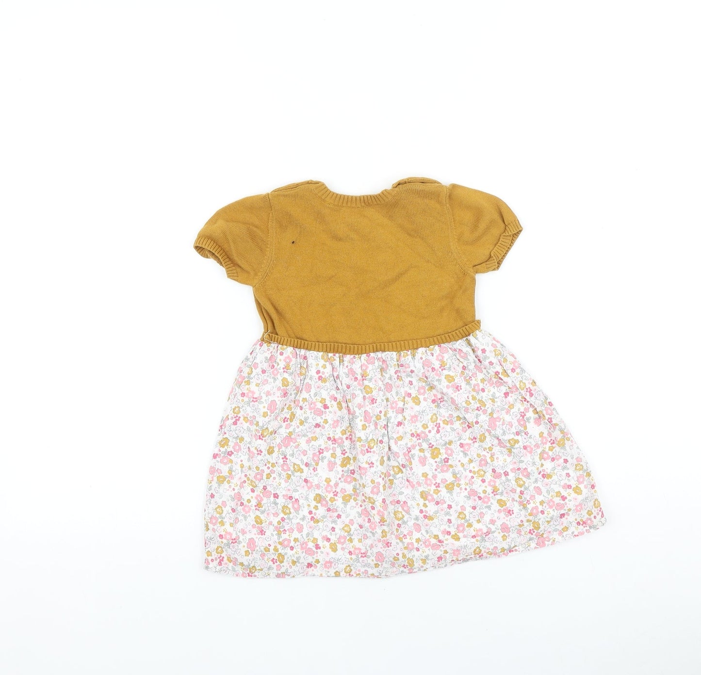 TU Baby Multicoloured Floral 100% Cotton Jumper Dress Size 9-12 Months Round Neck Button