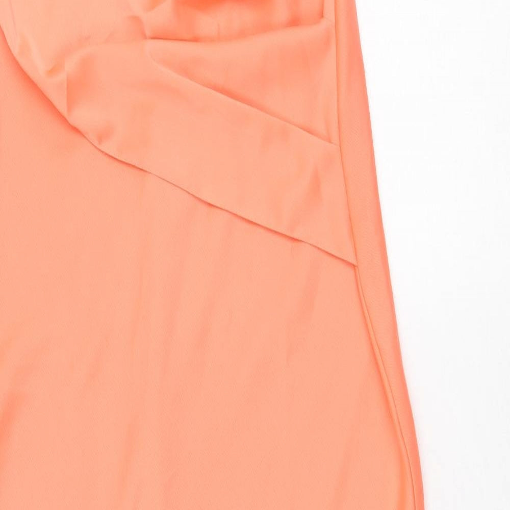 ASOS Womens Pink Polyester A-Line Size 8 Off the Shoulder Zip - Pleat Detail