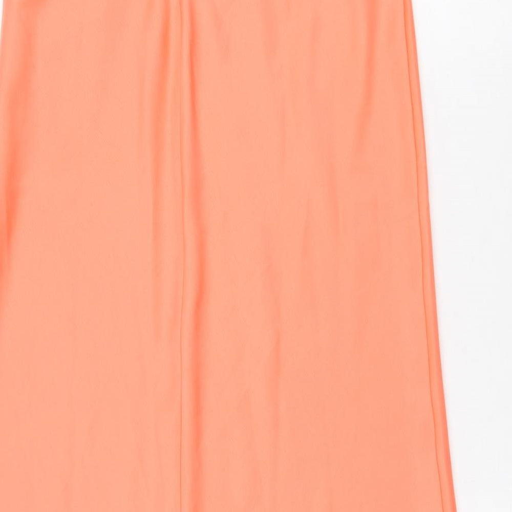 ASOS Womens Pink Polyester A-Line Size 8 Off the Shoulder Zip - Pleat Detail