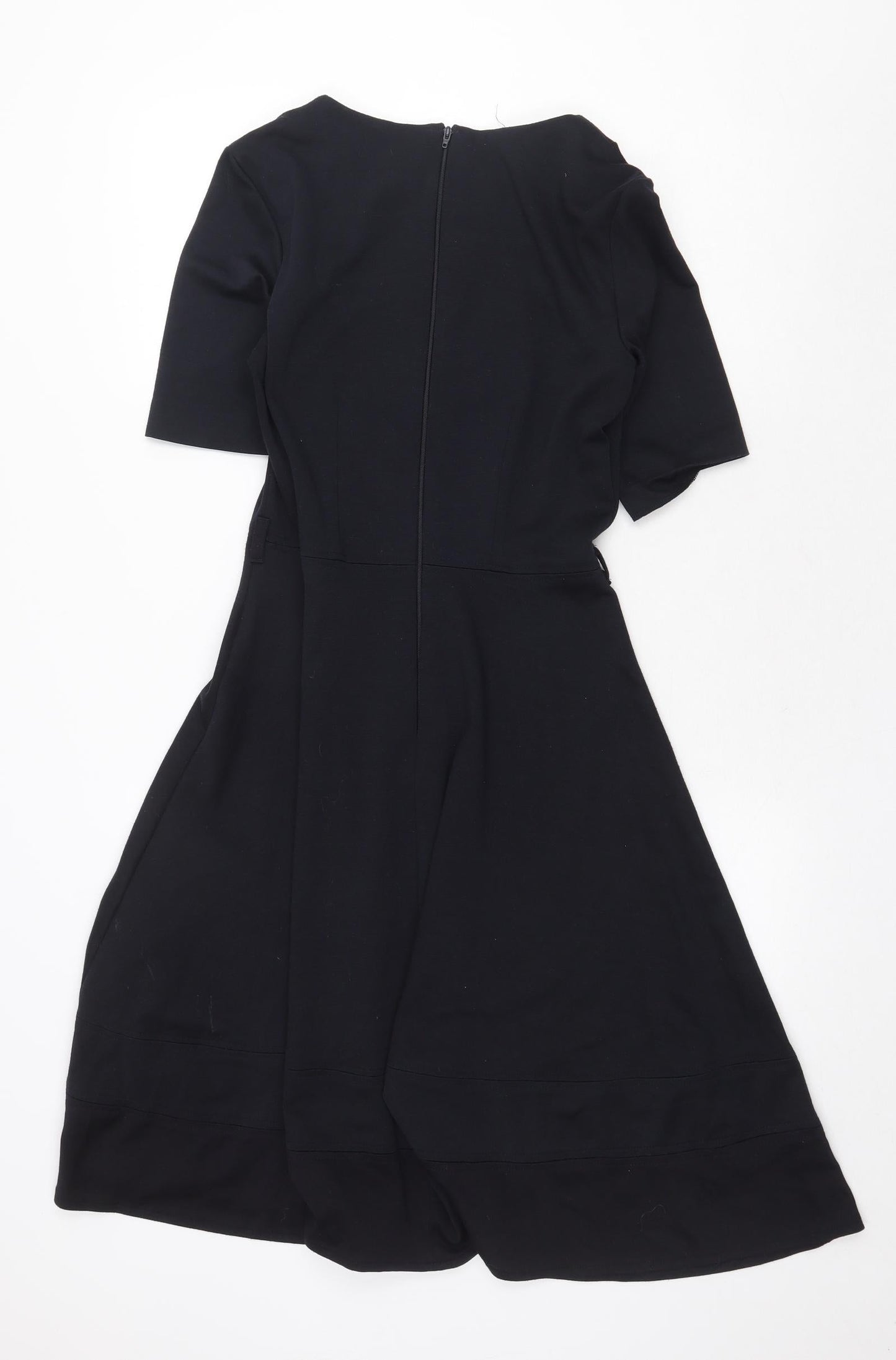 ASOS Womens Blue Polyester Fit & Flare Size 10 Boat Neck Zip