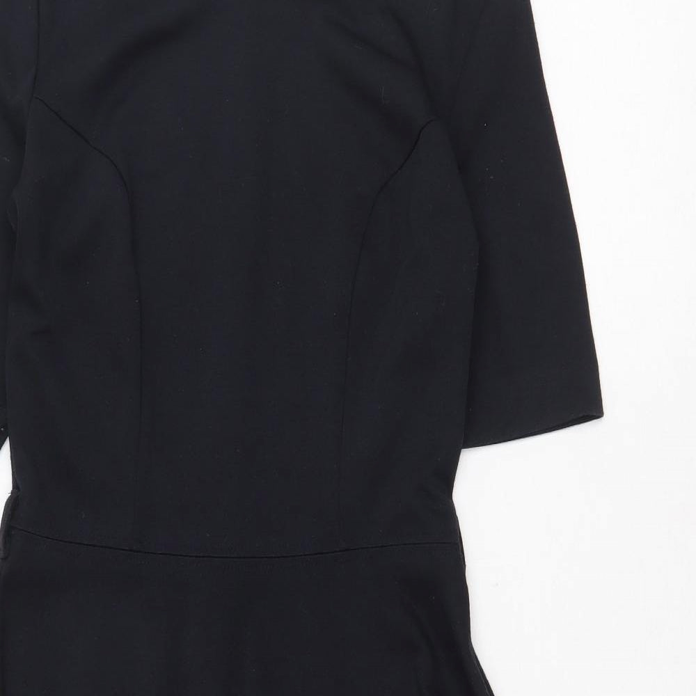 ASOS Womens Blue Polyester Fit & Flare Size 10 Boat Neck Zip