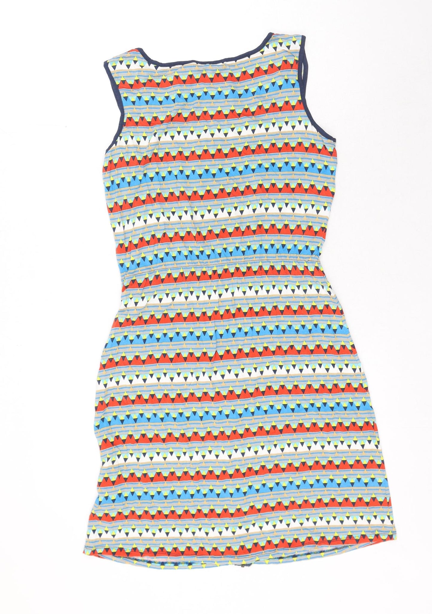 Limited Collection Womens Multicoloured Geometric Viscose Tank Dress Size 10 Boat Neck Zip